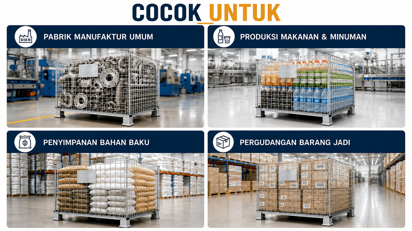 Pallet Mesh untuk Manufaktur Umum, Makanan & Minuman